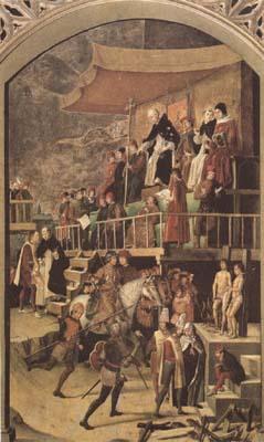 BERRUGUETE, Pedro Court of Inquisition chaired by St Dominic (mk08) oil painting image